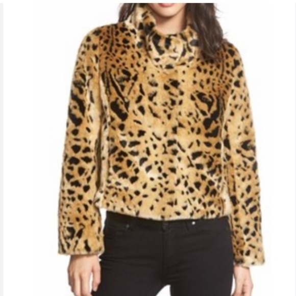 Kristen Blake Chic Cropped Leopard Print Faux Fur Jacket NWOT - Picture 1 of 6